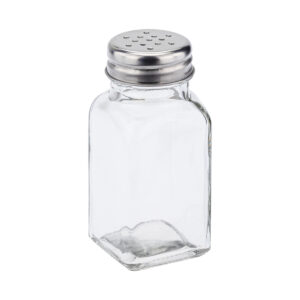 Saleiro Quadrado Corpo De Vidro C/ Tampa Em Aço Inox