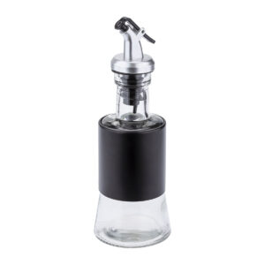 Galheteiro 200ml Corpo De Vidro E Aço Pintado  Preto