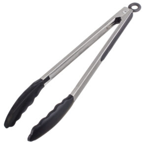 Pegador Inox C/ Ponta Em Silicone Preto 30cm