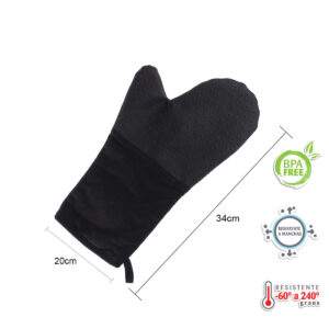 Luva Silicone E Algodão Preto 35cm