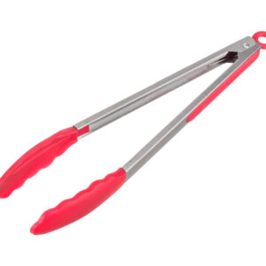 Pegador Inox C/ Ponta Em Silicone Vermelho 30cm