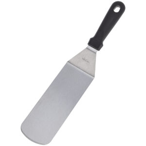 Espátula Longa Curva Profissional  em Aço Inox c/ Cabo em  Polipropileno Preto 35,5 x 7cm Weck