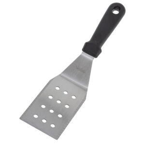 Espátula Perfurada Curva Profissional em Aço Inox com Cabo em  Polipropileno Preto 29,5 x 7cm Weck