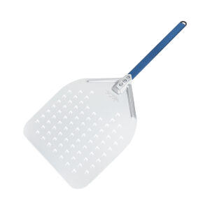 Pá Perfurada p/ Enfornar Pizza Alumínio 35,5 x 40,5cm Azul Curto