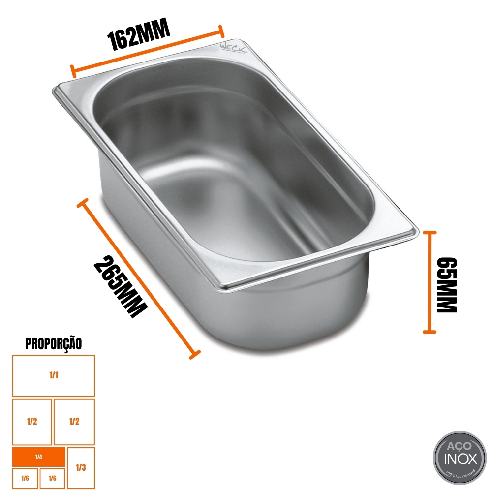 Cuba Gastronomica Padrão Gn 1/4 65mm Aço Inox Weck - Imagem 4
