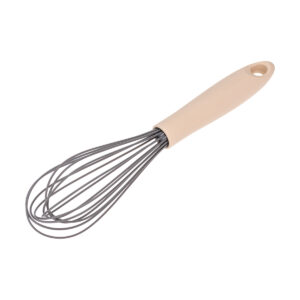 Batedor Manual Fio Silicone C/ Cabo Em Pp 31cm Cinza/Creme