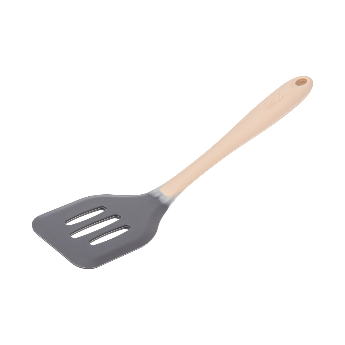 Espátula Perfurada Silicone 29cm Cinza/Creme